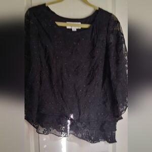 Jeanne Alexander Elegant Black Lace Women's Top Sz L GOTH RAVE GRUNGE FORMAL GYP